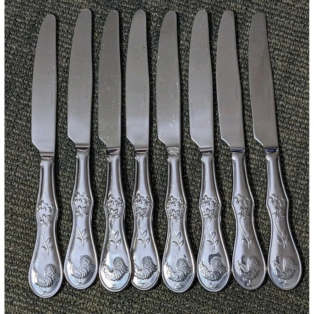 8 Pfaltzgraff DAYBREAK Dinner Knives Glossy Stainless Flatware 9 1/2